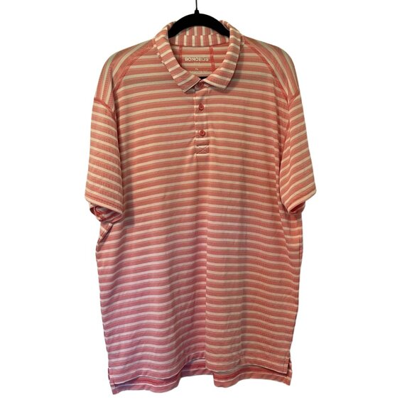 Bonobos Golf Striped Polo Shirt XL Standard Fit Pink White Performance Top - Picture 1 of 4